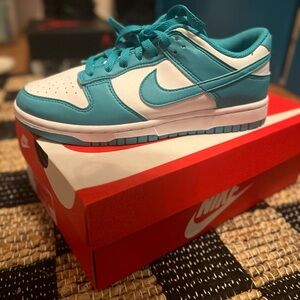 Nike Turquoise and White Low-Tops